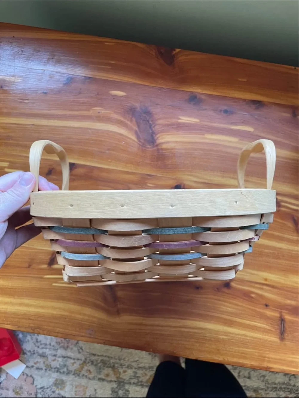 Handmade woven wicker wood basket